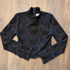 Cinq a Sept Black Patterned Long Sleeve Top